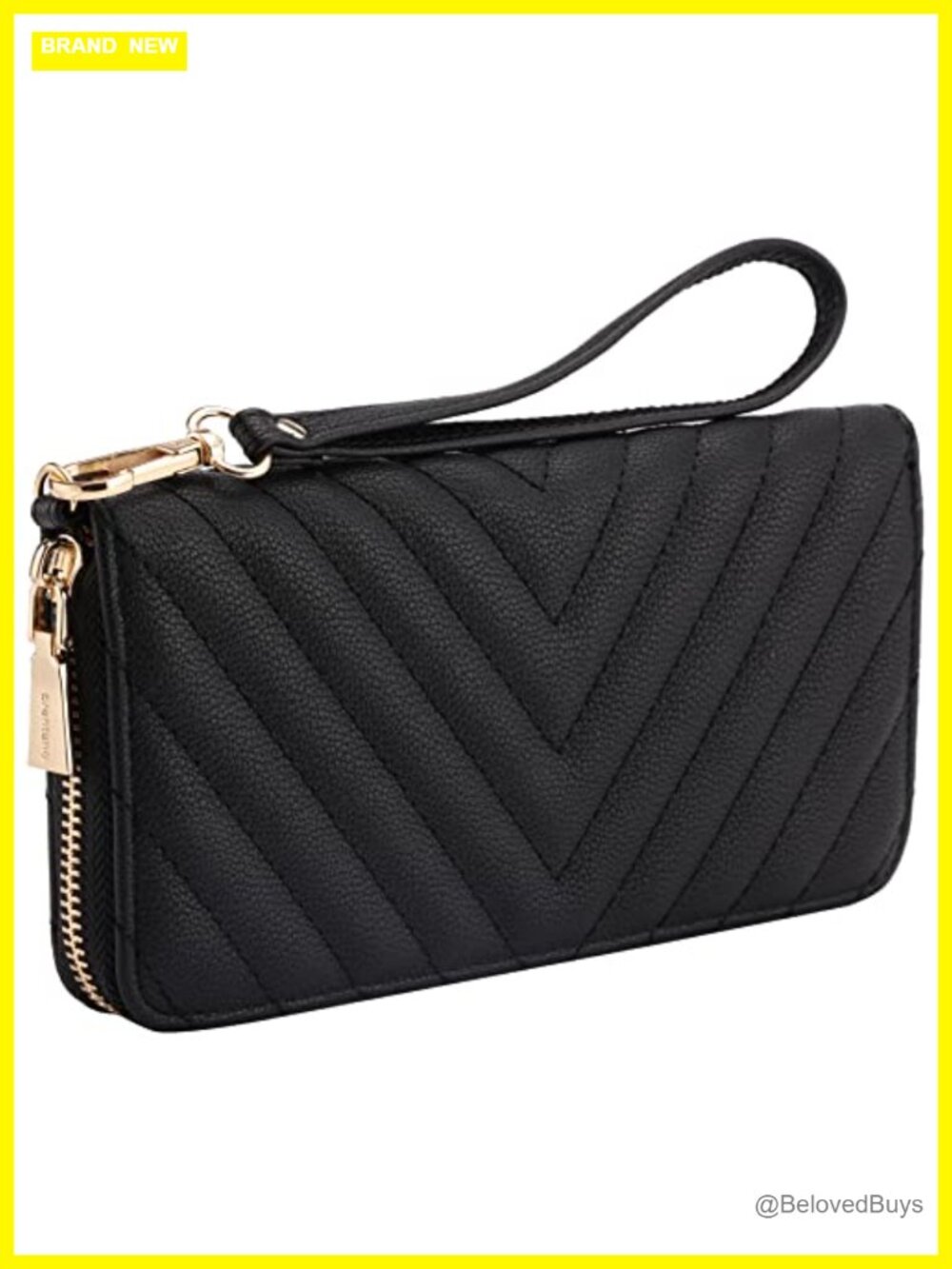 Vegan Leather Triple Compartment Wristlet Wallet with Removable Strap